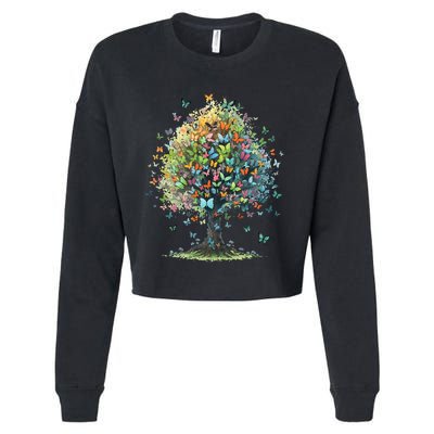 Butterfly Tree Aesthetics Butterflies Beautiful Aesthetics Cropped Pullover Crew