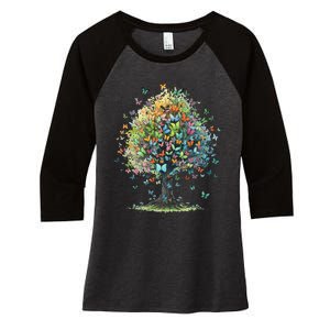 Butterfly Tree Aesthetics Butterflies Beautiful Aesthetics Women's Tri-Blend 3/4-Sleeve Raglan Shirt