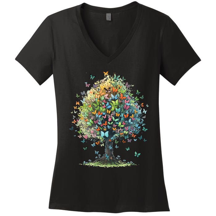 Butterfly Tree Aesthetics Butterflies Beautiful Aesthetics Women's V-Neck T-Shirt