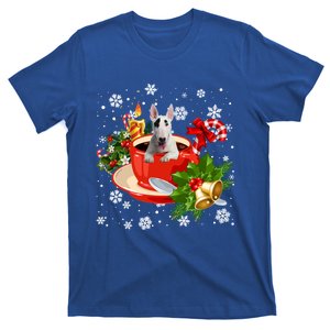 Bull Terrier And Coffee Christmas Snow Lights Pajamas Xmas Gift T-Shirt