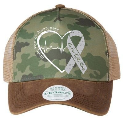 Brain Tumor Awareness Heart Brain Cancer Gray Ribbon Support  Legacy Tie Dye Trucker Hat