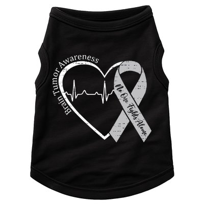 Brain Tumor Awareness Heart Brain Cancer Gray Ribbon Support  Doggie Tank