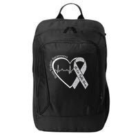 Brain Tumor Awareness Heart Brain Cancer Gray Ribbon Support  City Backpack