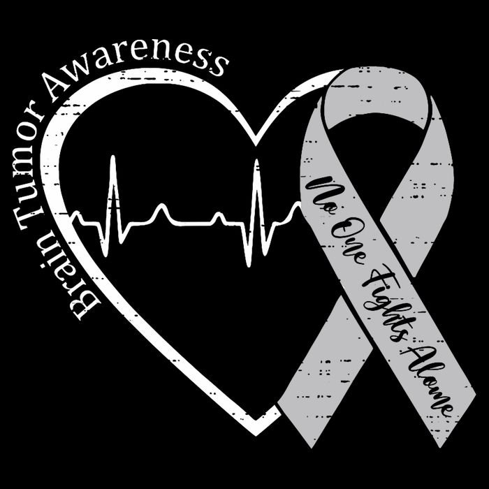 Brain Tumor Awareness Heart Brain Cancer Gray Ribbon Support  7-Panel Snapback Hat