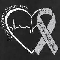 Brain Tumor Awareness Heart Brain Cancer Gray Ribbon Support  Beanie