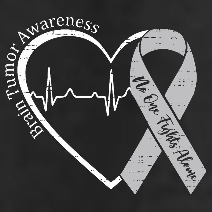 Brain Tumor Awareness Heart Brain Cancer Gray Ribbon Support  Beanie