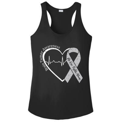 Brain Tumor Awareness Heart Brain Cancer Gray Ribbon Support  Ladies PosiCharge Competitor Racerback Tank