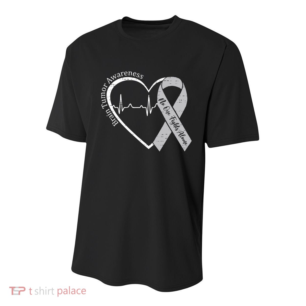 Brain Tumor Awareness Heart Brain Cancer Gray Ribbon Support  Youth Performance Sprint T-Shirt