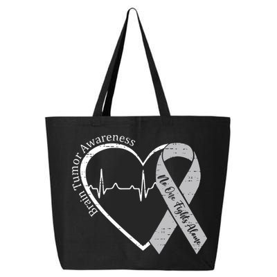 Brain Tumor Awareness Heart Brain Cancer Gray Ribbon Support  25L Jumbo Tote