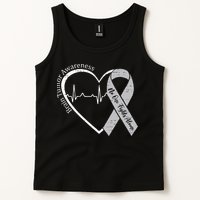 Brain Tumor Awareness Heart Brain Cancer Gray Ribbon Support  Tank Top