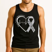 Brain Tumor Awareness Heart Brain Cancer Gray Ribbon Support  Tank Top
