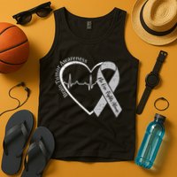 Brain Tumor Awareness Heart Brain Cancer Gray Ribbon Support  Tank Top