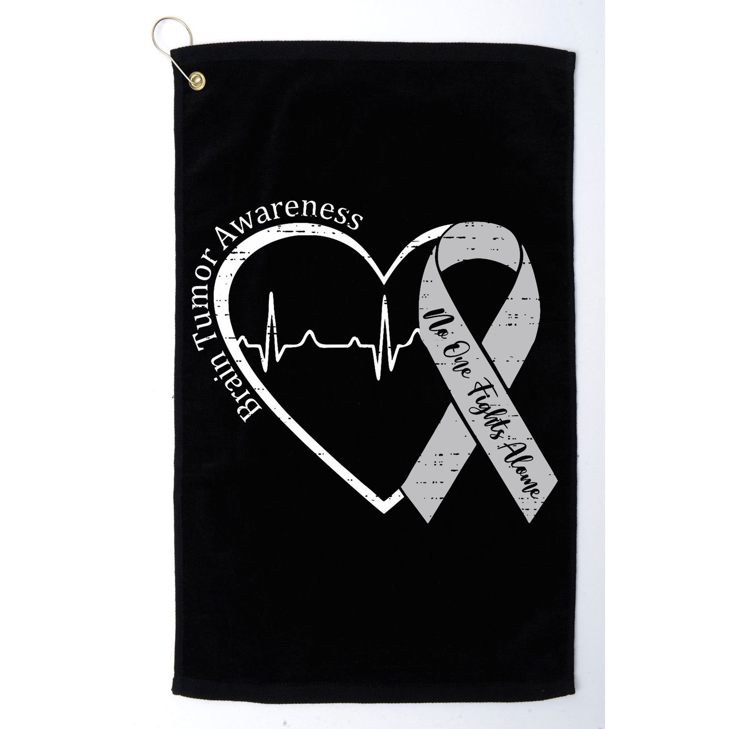 Brain Tumor Awareness Heart Brain Cancer Gray Ribbon Support  Golf Towel