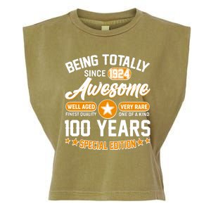 Being Totally Awesome Special Edition Since 1924 100 Years Birthday Garment-Dyed Women's Muscle Tee