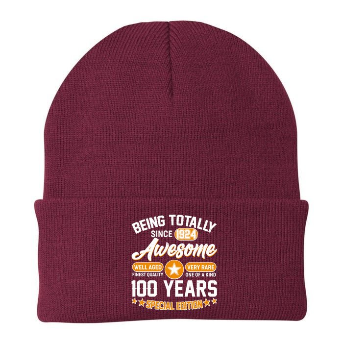 Being Totally Awesome Special Edition Since 1924 100 Years Birthday Knit Cap Winter Beanie