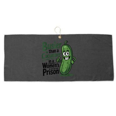 Busier Than A Cucumber In A Woman's Prison Large Microfiber Waffle Golf Towel