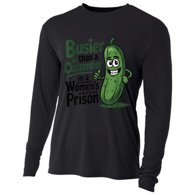 Busier Than A Cucumber In A Woman's Prison Cooling Performance Long Sleeve Crew