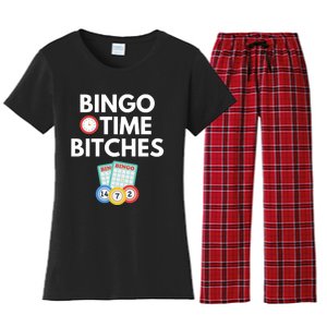 Bingo Time Bitches Funny Bingo Player Game Lover Gift Humor Women's Flannel Pajama Set