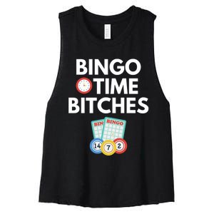 Bingo Time Bitches Funny Bingo Player Game Lover Gift Humor Women's Racerback Cropped Tank