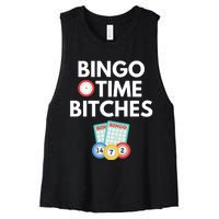 Bingo Time Bitches Funny Bingo Player Game Lover Gift Humor Women's Racerback Cropped Tank