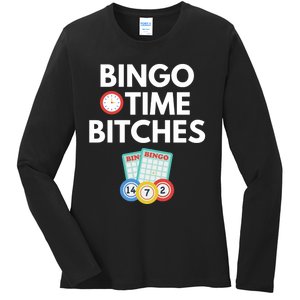 Bingo Time Bitches Funny Bingo Player Game Lover Gift Humor Ladies Long Sleeve Shirt