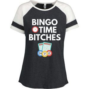 Bingo Time Bitches Funny Bingo Player Game Lover Gift Humor Enza Ladies Jersey Colorblock Tee