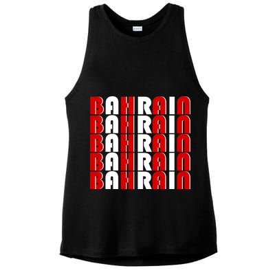 Bahrain Typography Ladies PosiCharge Tri-Blend Wicking Tank