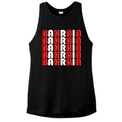 Bahrain Typography Ladies PosiCharge Tri-Blend Wicking Tank