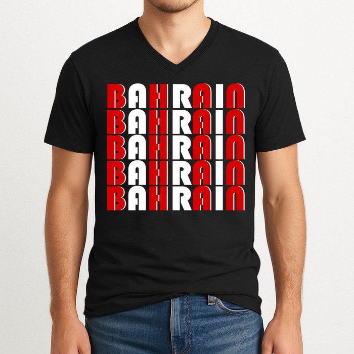 Bahrain Typography V-Neck T-Shirt