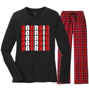 Bahrain Typography Women's Long Sleeve Flannel Pajama Set 