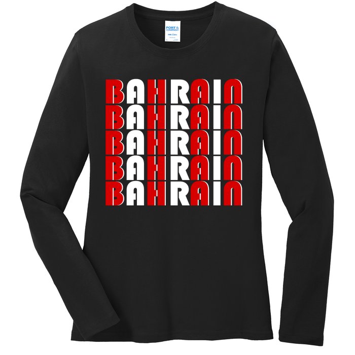 Bahrain Typography Ladies Long Sleeve Shirt