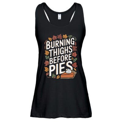 Burning Thighs Before Pies Funny Thanksgiving Pumpkin Pie Ladies Essential Flowy Tank