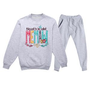 Blessed To Be Called Memaw Colorful Mothers Day Gifts Premium Crewneck Sweatsuit Set