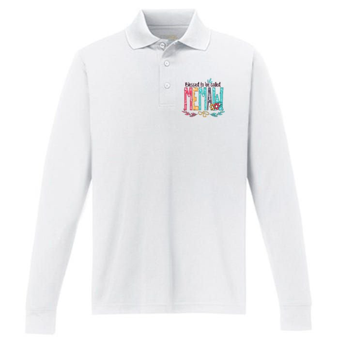 Blessed To Be Called Memaw Colorful Mothers Day Gifts Performance Long Sleeve Polo