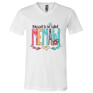 Blessed To Be Called Memaw Colorful Mothers Day Gifts V-Neck T-Shirt