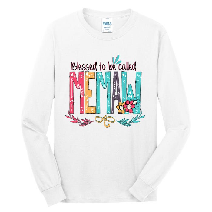 Blessed To Be Called Memaw Colorful Mothers Day Gifts Tall Long Sleeve T-Shirt