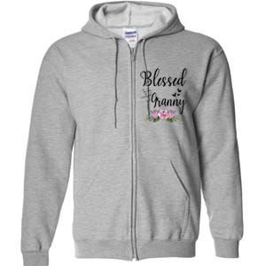 Blessed To Be Called Granny Floral Granny Mothers Day Gift Full Zip Hoodie