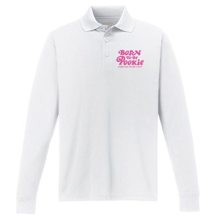 Born To Be Pookie Forced To Be Jett Performance Long Sleeve Polo