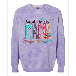 Blessed To Be Called Mama Colorful Grandma Colorblast Crewneck Sweatshirt