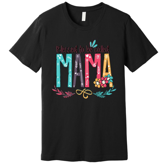 Blessed To Be Called Mama Colorful Grandma Premium T-Shirt