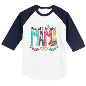 Blessed To Be Called Mama Colorful Grandma Baseball Sleeve Shirt