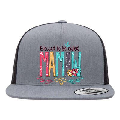 Blessed To Be Called Mamaw Colorful Grandma.Png Flat Bill Trucker Hat