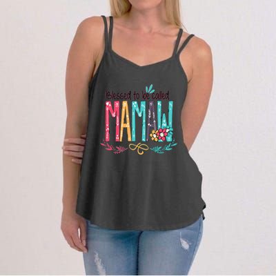 Blessed To Be Called Mamaw Colorful Grandma.Png Women's Strappy Tank