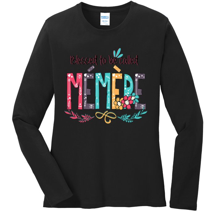 Blessed To Be Called Memere Colorful Grandma Ladies Long Sleeve Shirt