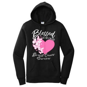 Blessed To Be Called Breast Cancer Survivor Pink Butterfly Women's Pullover Hoodie