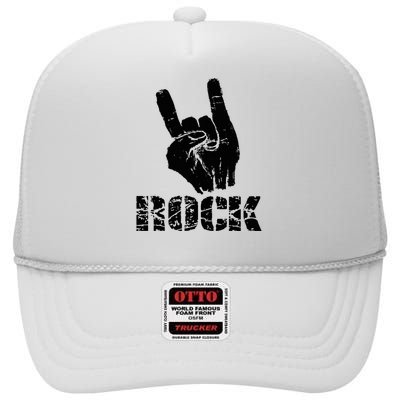 Born To Be Rock Star Hand Horns High Crown Mesh Back Trucker Hat