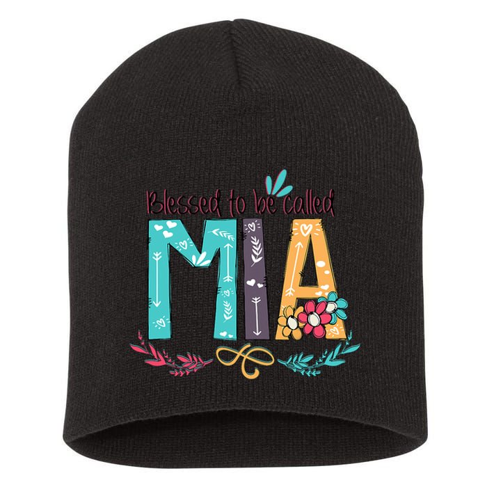 Blessed To Be Called Mia Colorful Grandma Short Acrylic Beanie