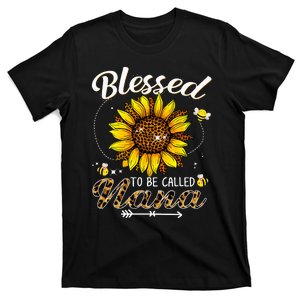 Blessed To Be Called Nana Funny Leopard Sunflower And Bee T-Shirt