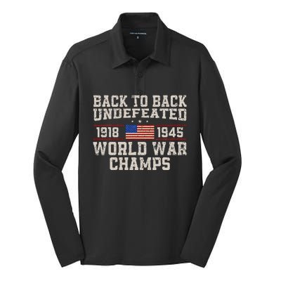 Back To Back Undefeated World War Champs 4th Of July Silk Touch Performance Long Sleeve Polo