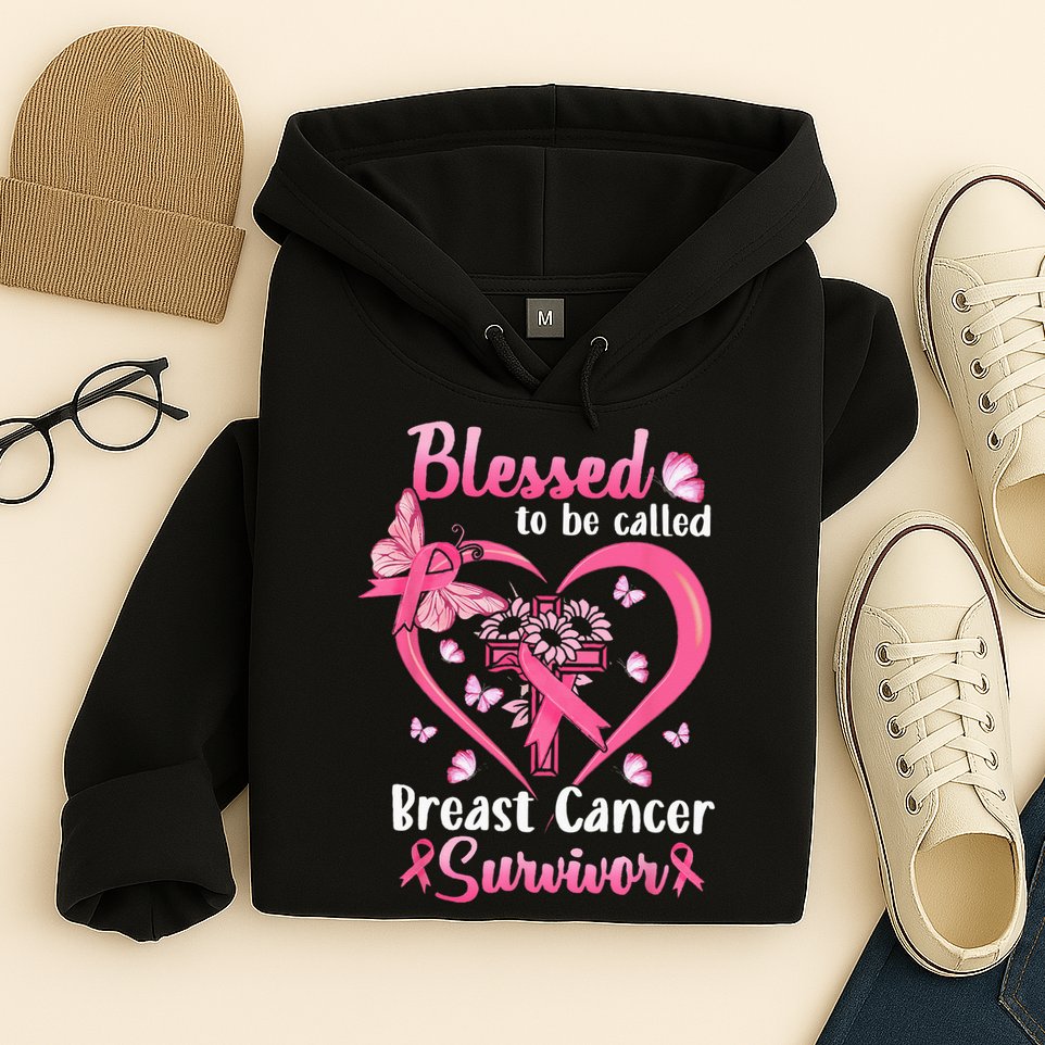 Blessed To Be Called Pink Women Heart Breast Cancer Survivor Hoodie